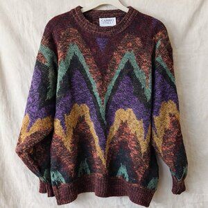 Cambio Italia Wool Blend Vintage Jacquard Sweater Made in Italy Size L